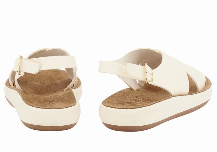 Women Ancient Greek Sandals Maria Comfort Platform Sandals White | WCY2393DA