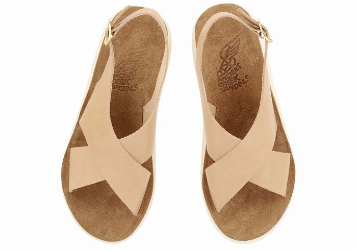 Women Ancient Greek Sandals Maria Comfort Platform Sandals Beige | NWZ7477VK