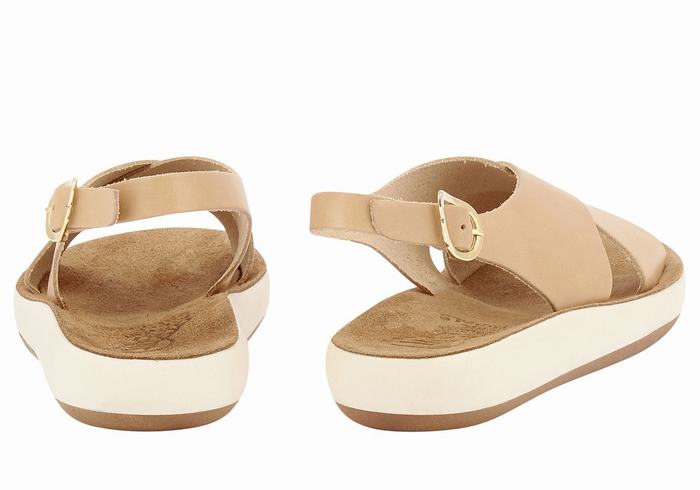 Women Ancient Greek Sandals Maria Comfort Platform Sandals Beige | NWZ7477VK