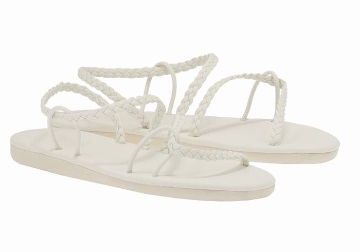 Women Ancient Greek Sandals Maya Braided Sandals White | UWZ8965YS