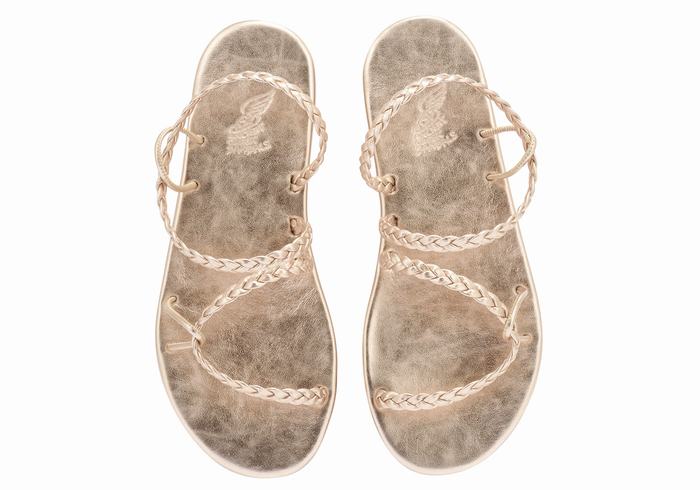 Women Ancient Greek Sandals Maya Braided Sandals Rose Gold | QWD8755FE