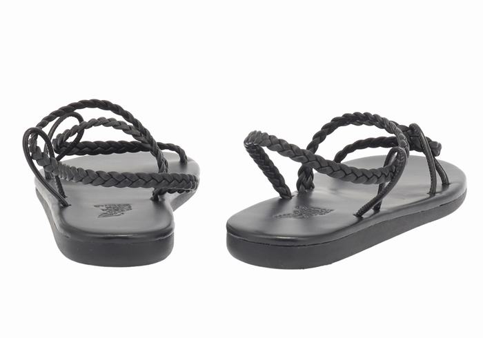 Women Ancient Greek Sandals Maya Braided Sandals Black | RRG6968IE