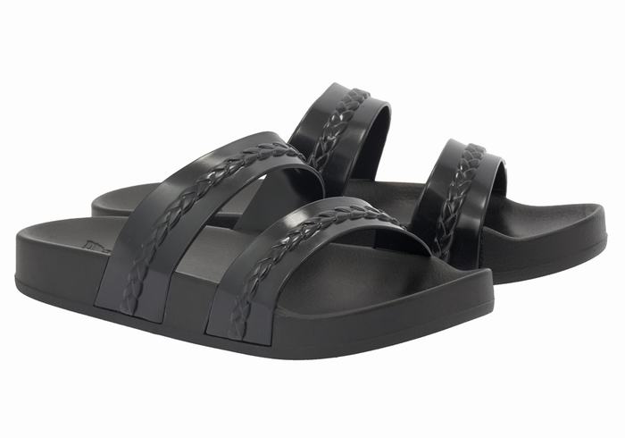 Women Ancient Greek Sandals Meli Slide Sandals Black | MCA5790WT