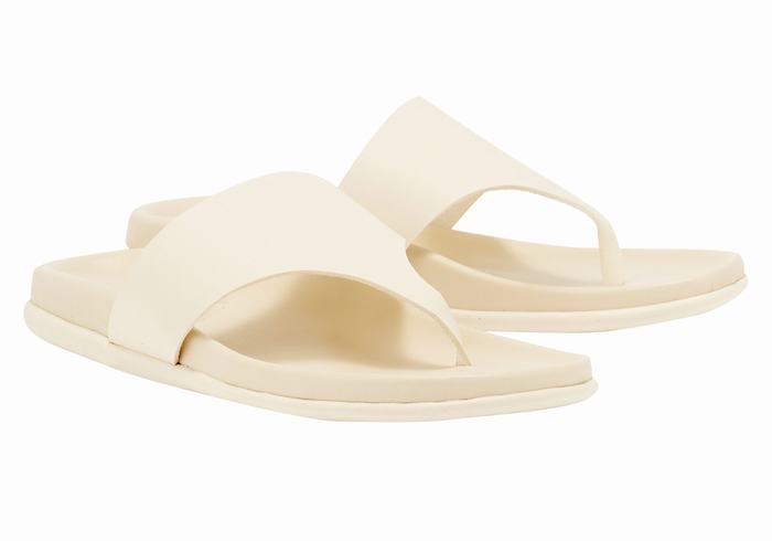 Women Ancient Greek Sandals Mera Footbed Flip Flops White | JBY4611NS