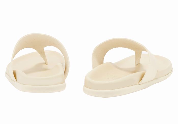 Women Ancient Greek Sandals Mera Footbed Flip Flops White | JBY4611NS