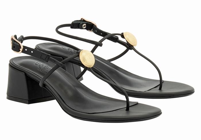 Women Ancient Greek Sandals Mistida Heeled Sandals Black | FLQ3651QS