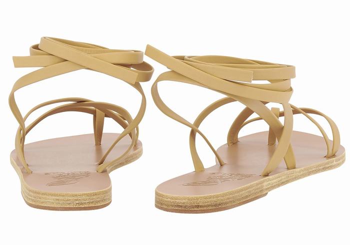 Women Ancient Greek Sandals Morfi Leather Gladiator Sandals Beige | JEK7975FK