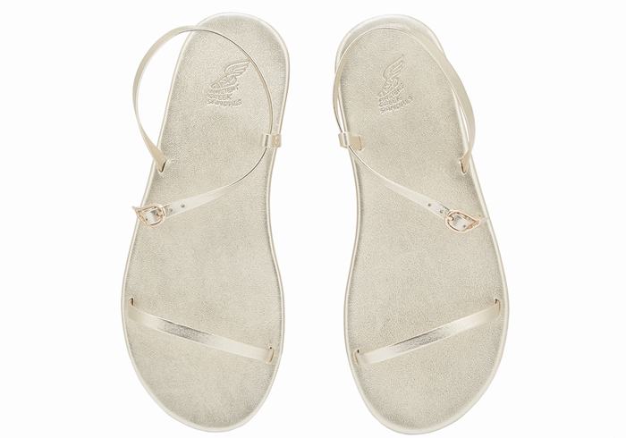 Women Ancient Greek Sandals Niove Back-Strap Sandals Gold White | SAE6083AX