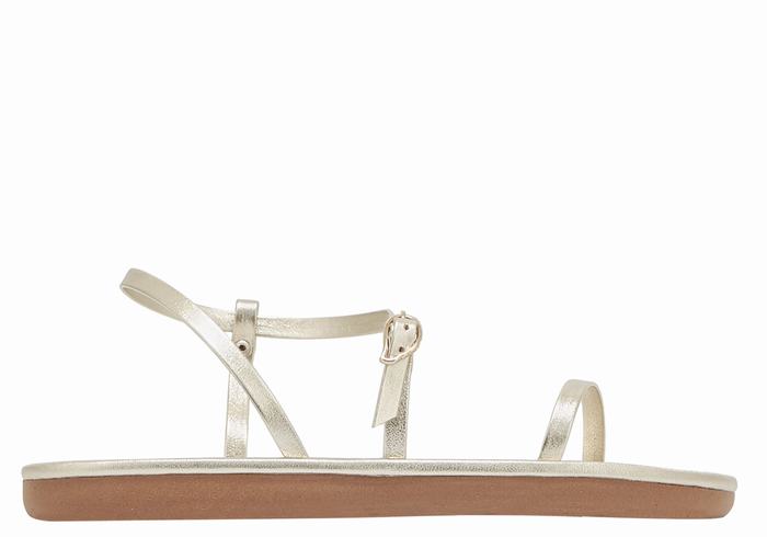 Women Ancient Greek Sandals Niove Back-Strap Sandals Gold White | SAE6083AX