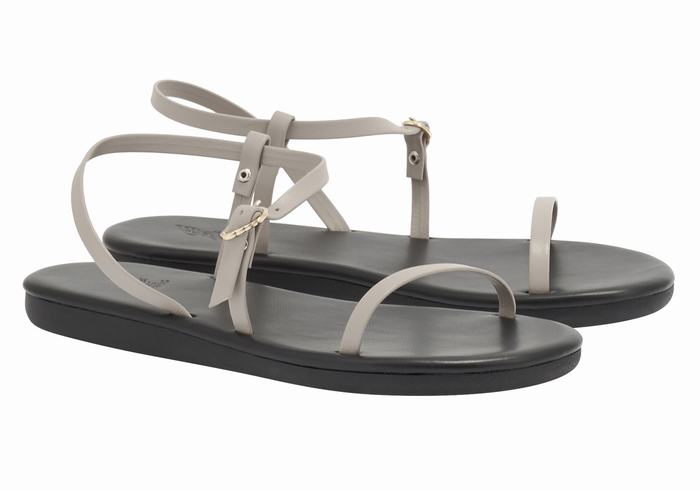 Women Ancient Greek Sandals Niove Back-Strap Sandals Grey Brown | SZX211GS