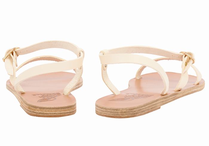 Women Ancient Greek Sandals Niove Leather Back-Strap Sandals White | MRH1733TG