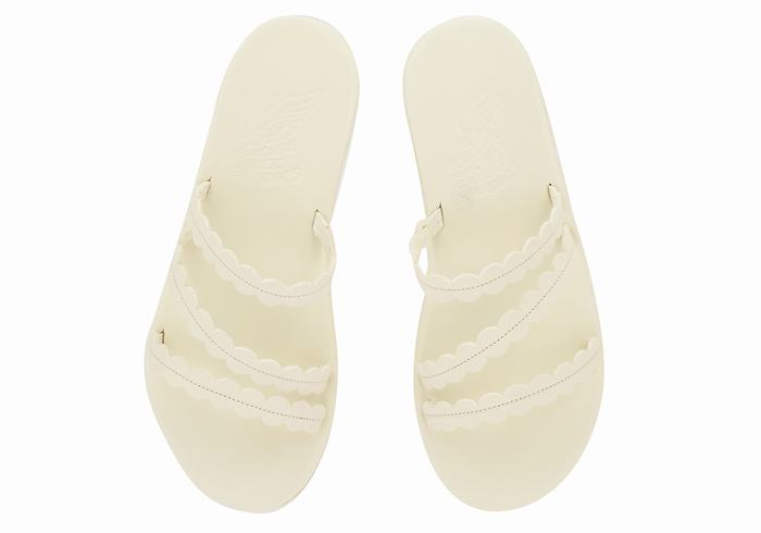 Women Ancient Greek Sandals Oceanis Slide Sandals White | ZSU3921KN