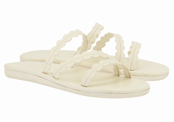 Women Ancient Greek Sandals Oceanis Slide Sandals White | ZSU3921KN