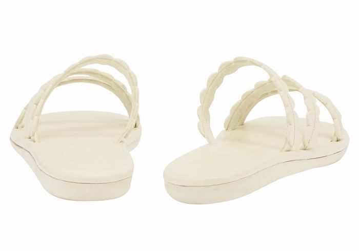 Women Ancient Greek Sandals Oceanis Slide Sandals White | ZSU3921KN