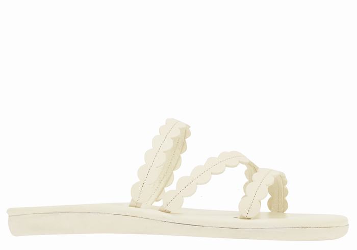 Women Ancient Greek Sandals Oceanis Slide Sandals White | ZSU3921KN