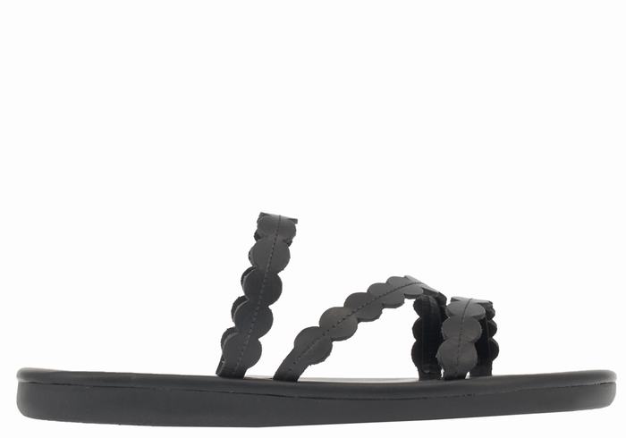 Women Ancient Greek Sandals Oceanis Slide Sandals Black | BWM7227UE