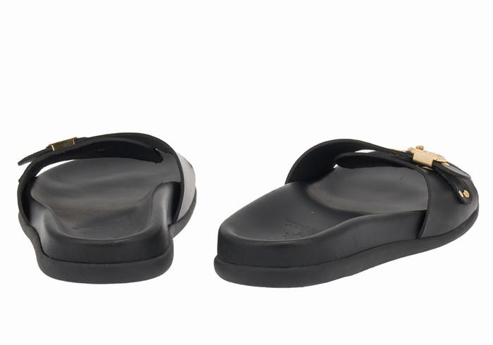 Women Ancient Greek Sandals Odi Slide Sandals Black | PHQ5491HS