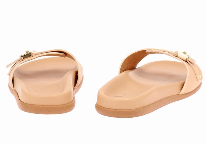 Women Ancient Greek Sandals Odi Slide Sandals Beige | YNJ5979OK