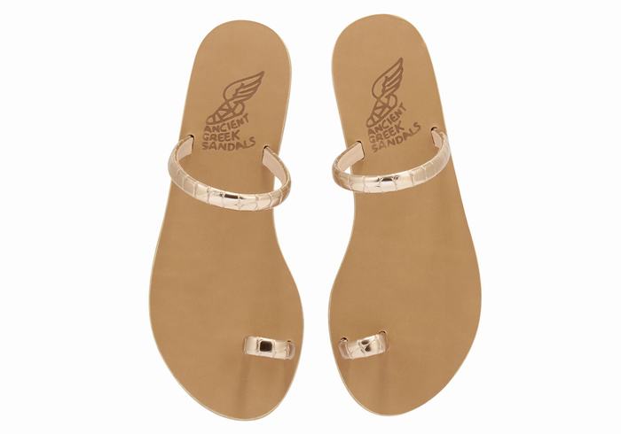 Women Ancient Greek Sandals Ophion Toe-Post Sandals Rose Gold | JCU8255BK