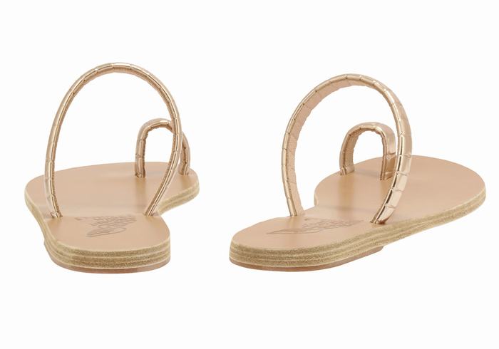 Women Ancient Greek Sandals Ophion Toe-Post Sandals Rose Gold | JCU8255BK