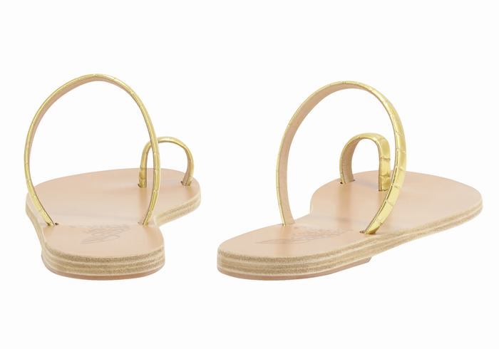 Women Ancient Greek Sandals Ophion Toe-Post Sandals Gold | QDC41IK