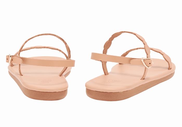 Women Ancient Greek Sandals Orion Back-Strap Sandals Beige | AMW1018MK