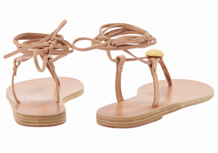 Women Ancient Greek Sandals Persephone Gladiator Sandals Beige | JWU199TU