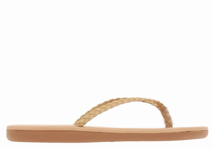 Women Ancient Greek Sandals Plage Flip Flop Braided Sandals Beige | HEJ5437YA