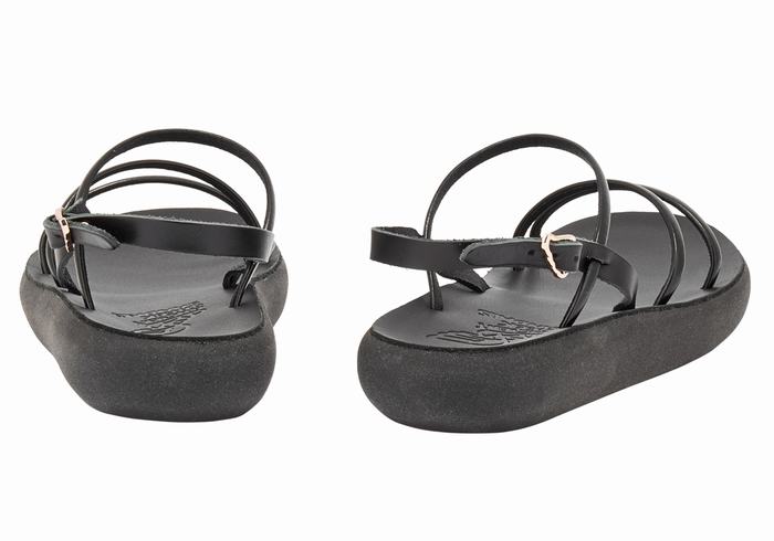 Women Ancient Greek Sandals Polis Back-Strap Sandals Black | GOO3771DW