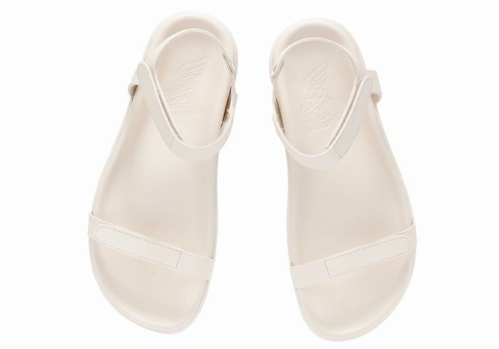 Women Ancient Greek Sandals Poros Back-Strap Sandals White | KBE7112RS