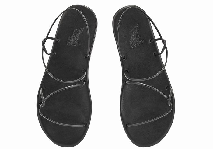 Women Ancient Greek Sandals Proorismos Back-Strap Sandals Black | EQM8651VC