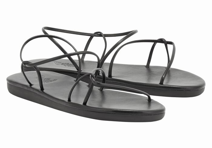 Women Ancient Greek Sandals Proorismos Back-Strap Sandals Black | EQM8651VC