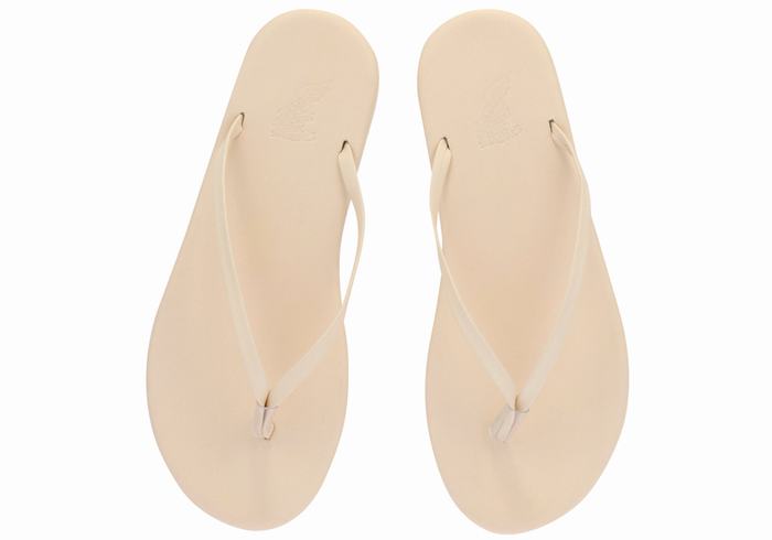 Women Ancient Greek Sandals Saionara Flip Flops White | VED5687DX