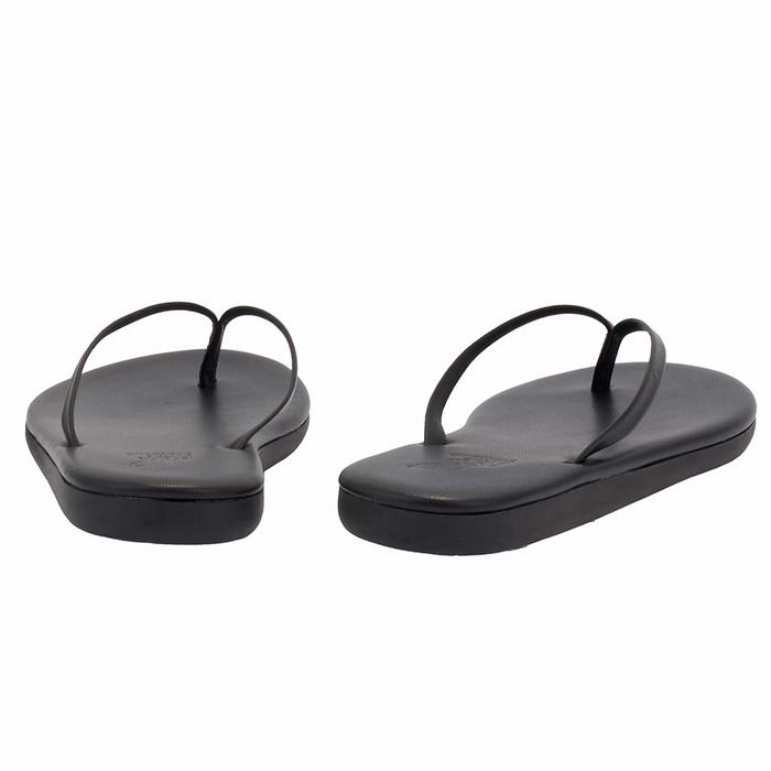 Women Ancient Greek Sandals Saionara Flip Flops Black | ROD2194RO