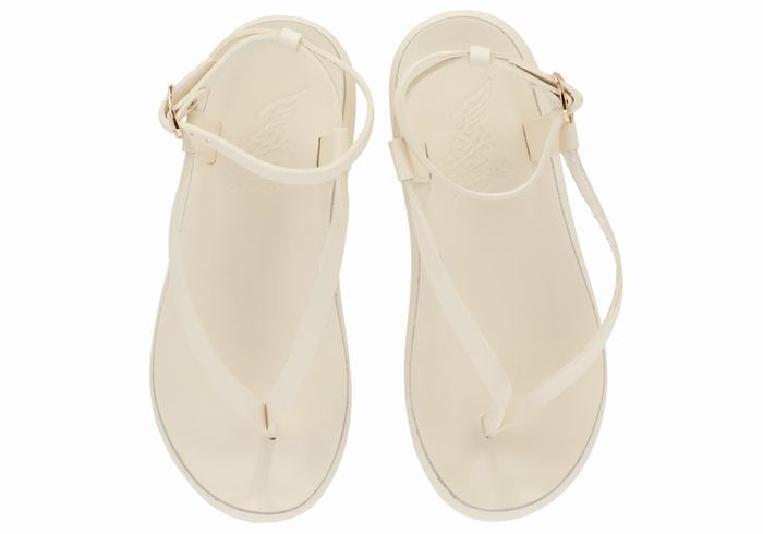 Women Ancient Greek Sandals Salomi Comfort Ankle Strap Sandals White | MRU5443GU