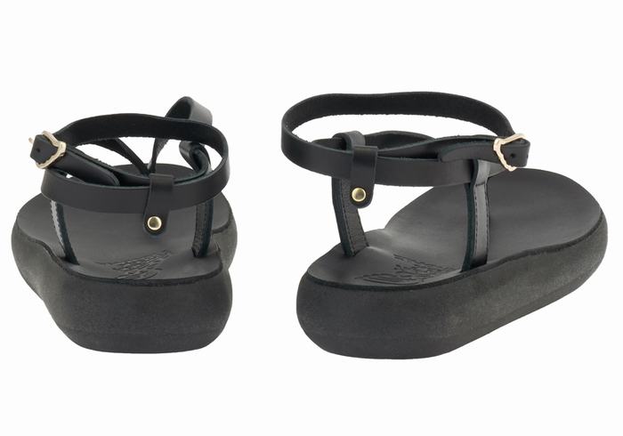 Women Ancient Greek Sandals Salomi Comfort Ankle Strap Sandals Black | LEV5588GC