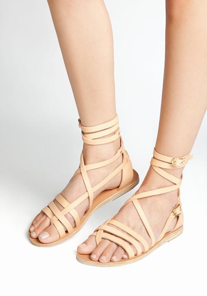 Women Ancient Greek Sandals Satira Leather Gladiator Sandals Beige | IGK6981CC