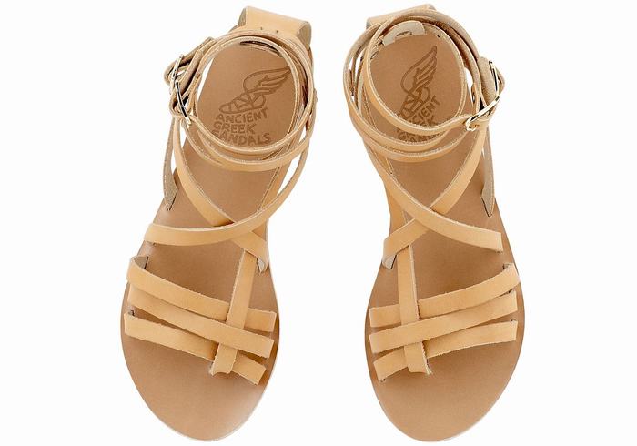 Women Ancient Greek Sandals Satira Leather Gladiator Sandals Beige | IGK6981CC