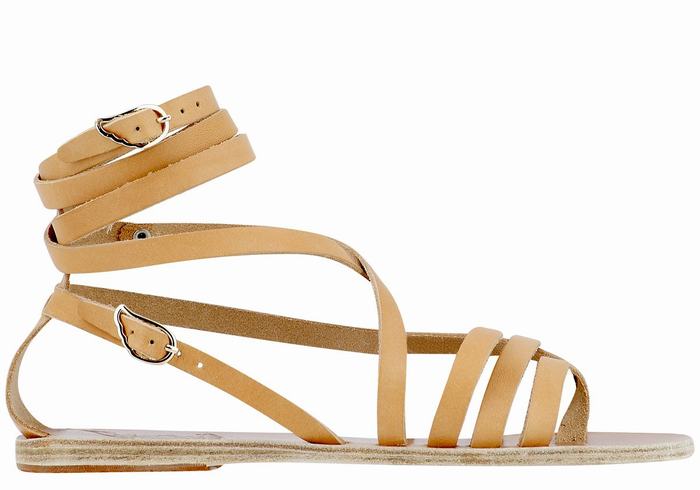 Women Ancient Greek Sandals Satira Leather Gladiator Sandals Beige | IGK6981CC