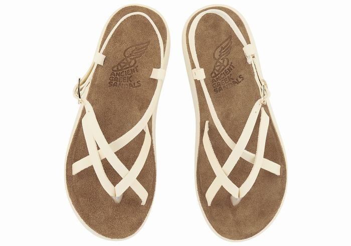 Women Ancient Greek Sandals Semele Comfort Back-Strap Sandals White | SCN1238VX