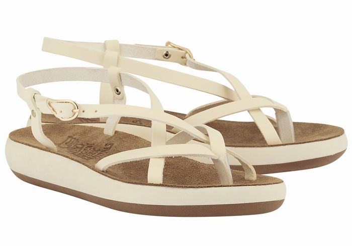 Women Ancient Greek Sandals Semele Comfort Back-Strap Sandals White | SCN1238VX