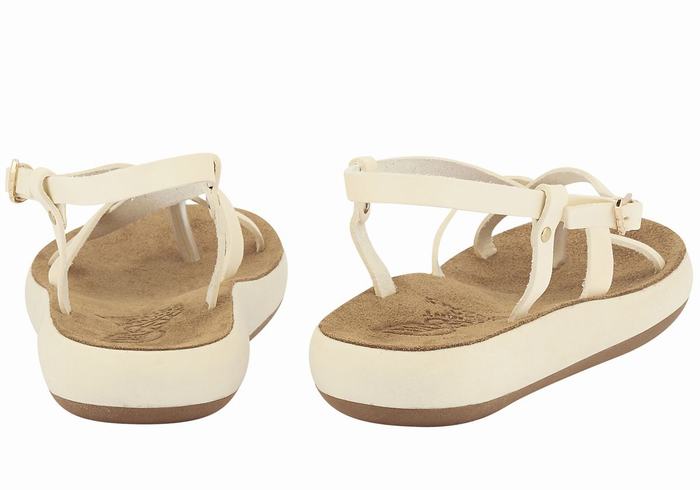 Women Ancient Greek Sandals Semele Comfort Back-Strap Sandals White | SCN1238VX