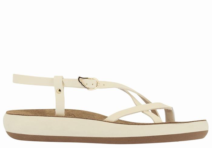 Women Ancient Greek Sandals Semele Comfort Back-Strap Sandals White | SCN1238VX