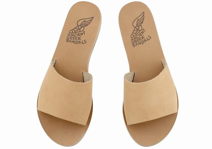 Women Ancient Greek Sandals Taygete Slide Sandals Beige | RKO3363RE