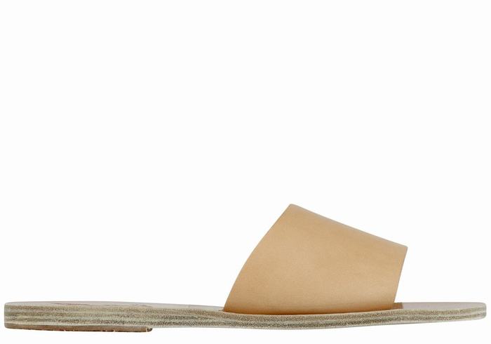 Women Ancient Greek Sandals Taygete Slide Sandals Beige | RKO3363RE