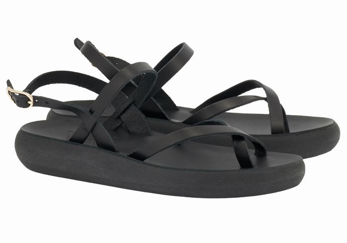 Women Ancient Greek Sandals Tereza Comfort Back-Strap Sandals Black | KCS8874MN