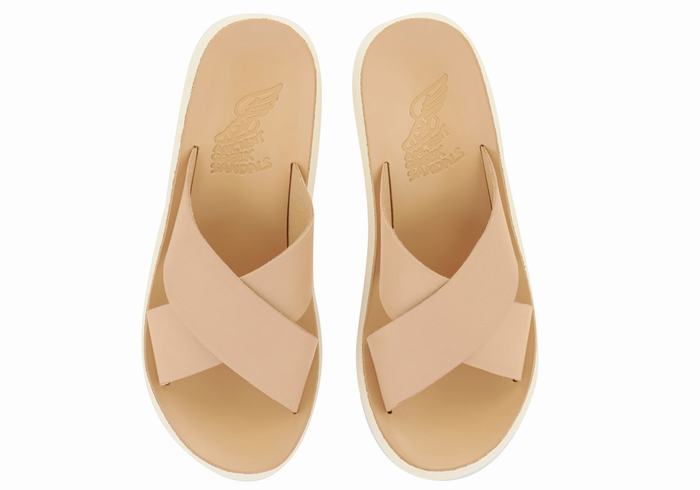 Women Ancient Greek Sandals Thais Comfort Slide Sandals Beige | AXZ1651KB