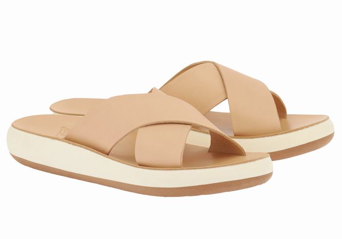 Women Ancient Greek Sandals Thais Comfort Slide Sandals Beige | AXZ1651KB