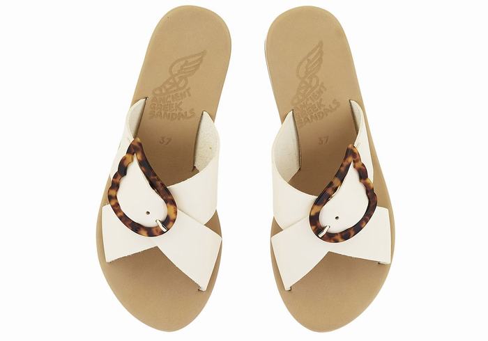 Women Ancient Greek Sandals Thais Rainbow Wedge Sandals White Beige | MYO811XN