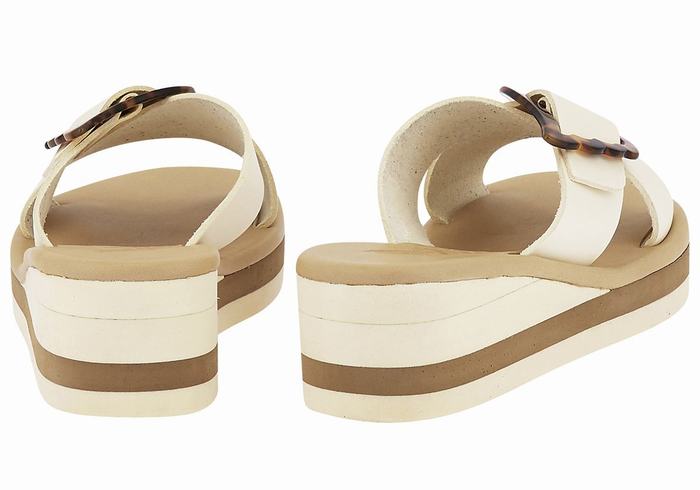 Women Ancient Greek Sandals Thais Rainbow Wedge Sandals White Beige | MYO811XN